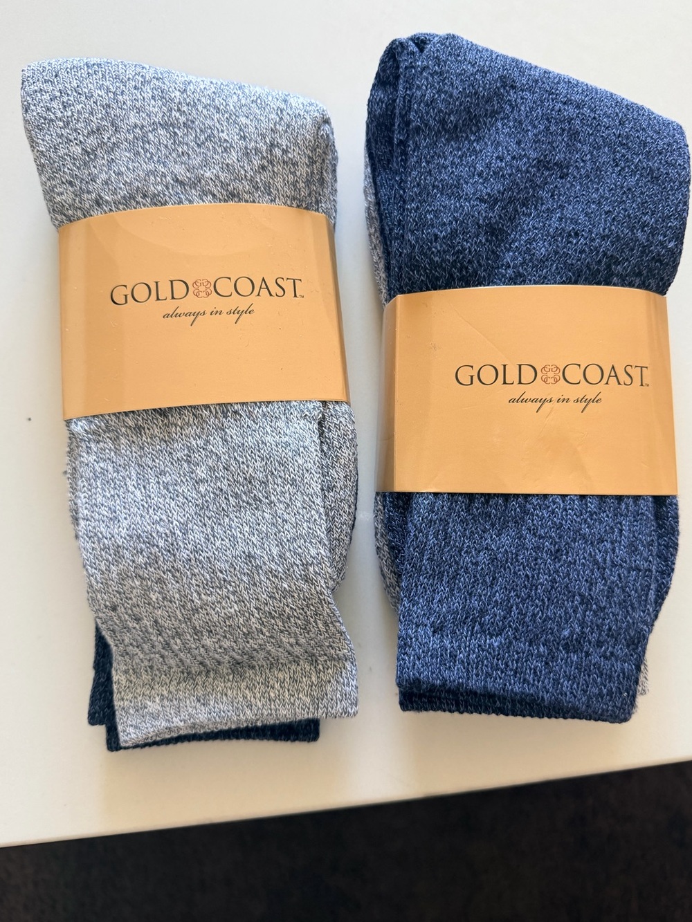 Gold Coast Men’s Crew Socks - Light Gray & Navy (2-Pack)